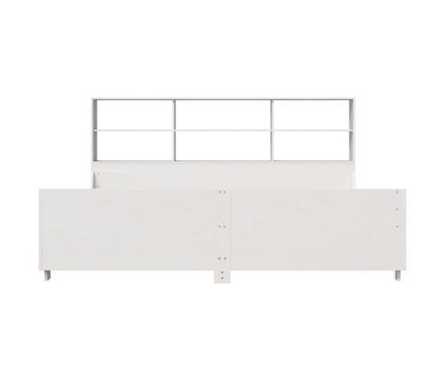 Cama con estantería sin colchón madera maciza blanca 200x200 cm