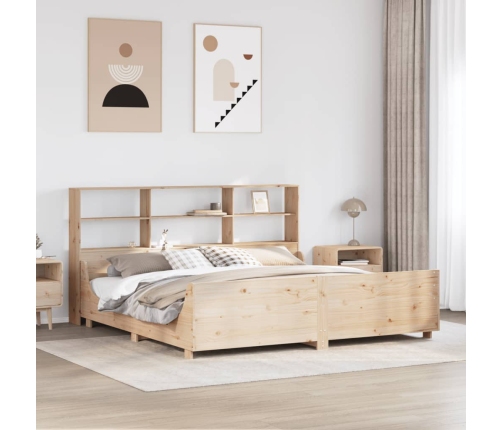 Cama con estantería sin colchón madera maciza 180x200 cm