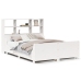 Cama con estantería sin colchón madera maciza blanca 160x200 cm