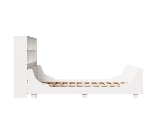 Cama con estantería sin colchón madera maciza blanca 160x200 cm
