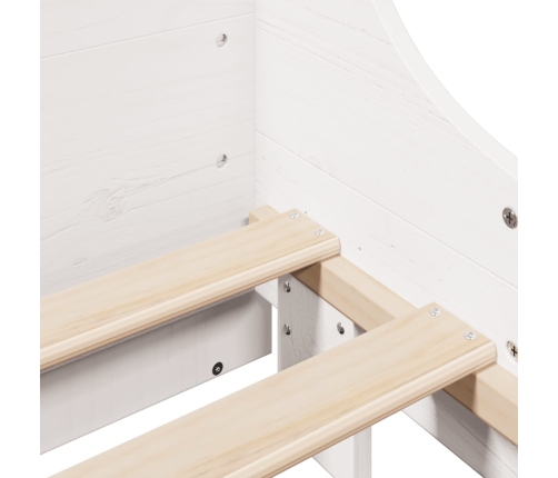 Cama con estantería sin colchón madera maciza blanca 160x200 cm