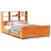 Cama con estantería sin colchón madera maciza marrón 160x200 cm