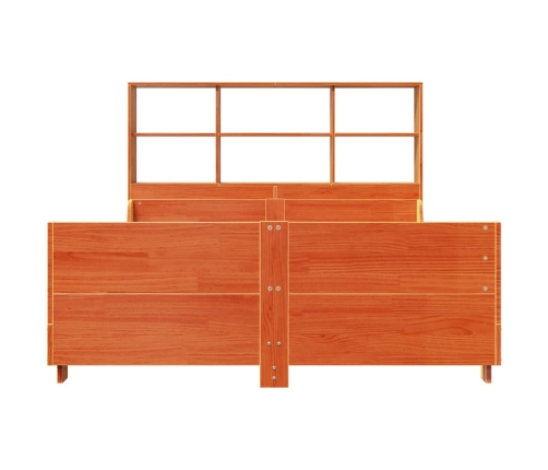 Cama con estantería sin colchón madera maciza marrón 160x200 cm