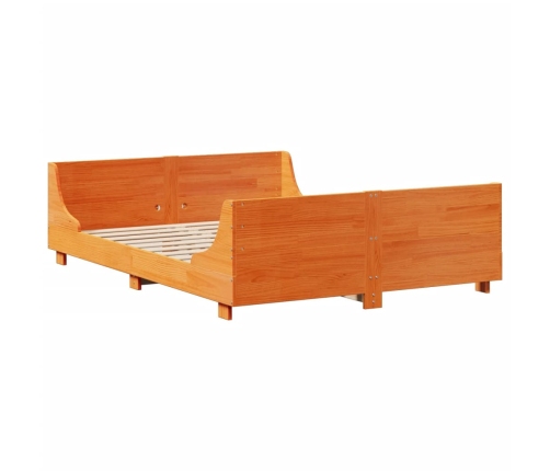 Cama con estantería sin colchón madera maciza marrón 160x200 cm