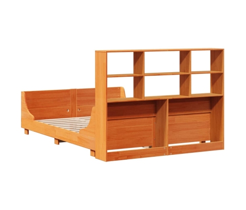 Cama con estantería sin colchón madera maciza marrón 160x200 cm