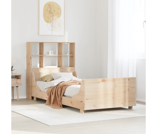 Cama con estantería sin colchón madera maciza 90x200 cm