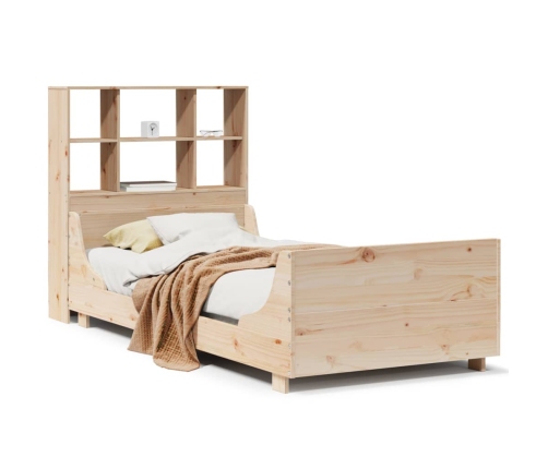 Cama con estantería sin colchón madera maciza 90x190 cm