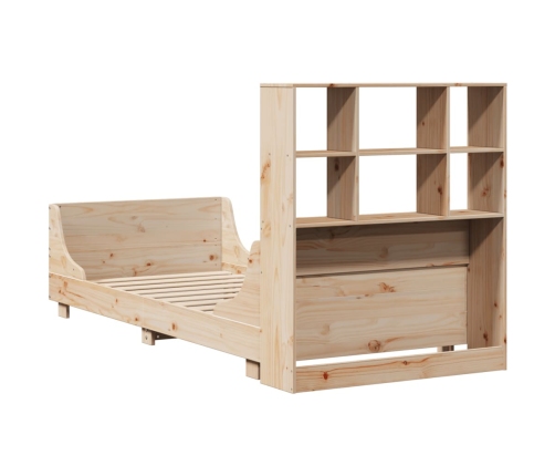 Cama con estantería sin colchón madera maciza 90x190 cm