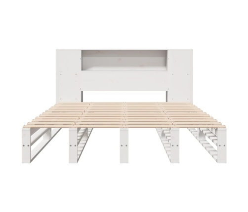 Cama con estantería sin colchón madera maciza blanca 120x200 cm
