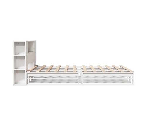 Cama con estantería sin colchón madera maciza blanca 120x200 cm