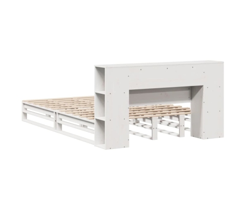 Cama con estantería sin colchón madera maciza blanca 120x200 cm