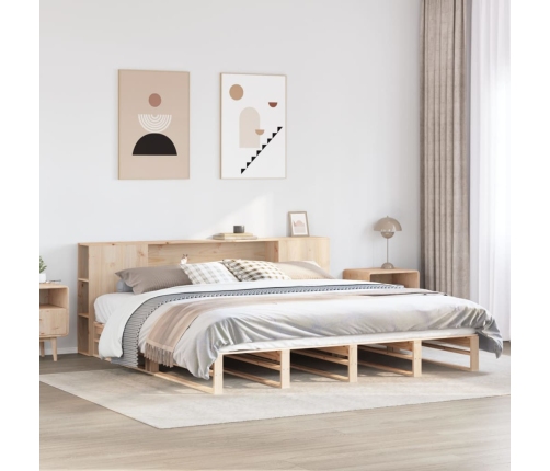 Cama con estantería sin colchón madera maciza 180x200 cm