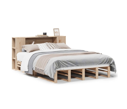 Cama con estantería sin colchón madera maciza 140x190 cm