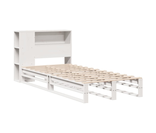 Cama con estantería sin colchón madera maciza blanca 90x200 cm