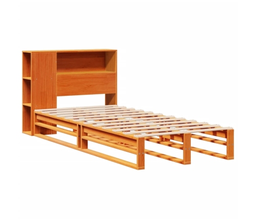 Cama con estantería sin colchón madera maciza marrón 90x200 cm