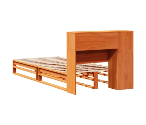 Cama con estantería sin colchón madera maciza marrón 90x200 cm