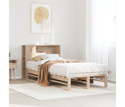 Cama con estantería sin colchón madera maciza 100x200 cm