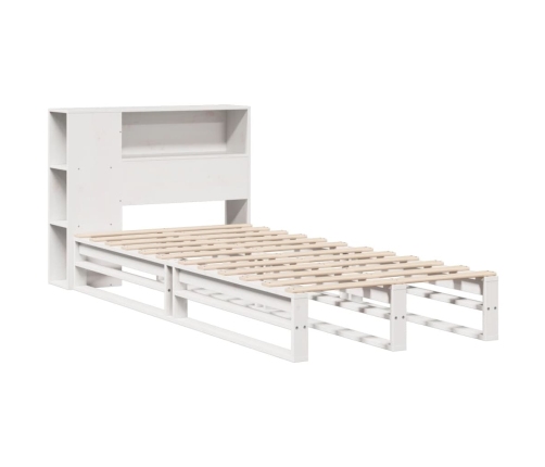 Cama con estantería sin colchón madera maciza blanca 100x200 cm
