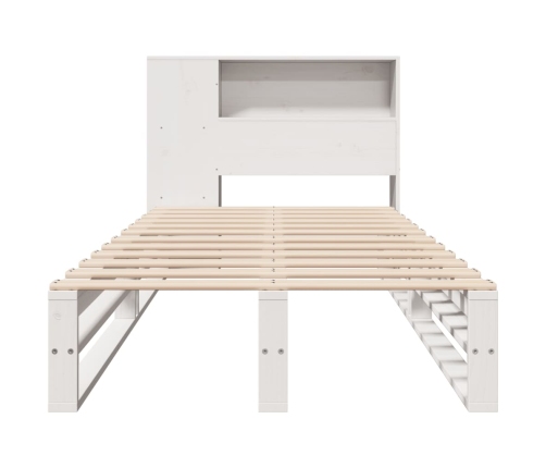 Cama con estantería sin colchón madera maciza blanca 100x200 cm