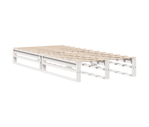 Cama con estantería sin colchón madera maciza blanca 100x200 cm