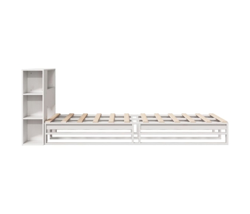 Cama con estantería sin colchón madera maciza blanca 100x200 cm