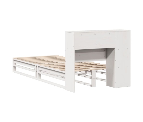 Cama con estantería sin colchón madera maciza blanca 100x200 cm