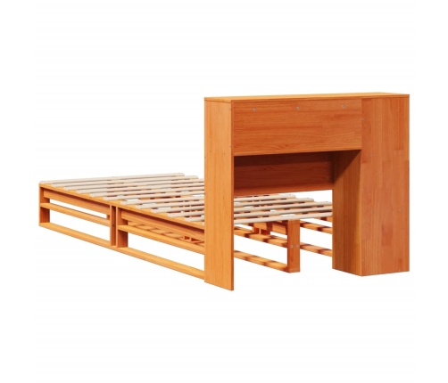 Cama con estantería sin colchón madera maciza marrón 100x200 cm