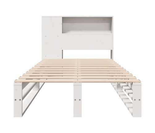 Cama con estantería sin colchón madera maciza blanca 75x190 cm