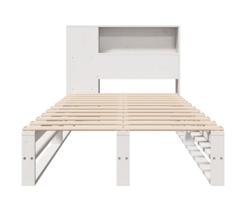 Cama con estantería sin colchón madera maciza blanca 90x190 cm