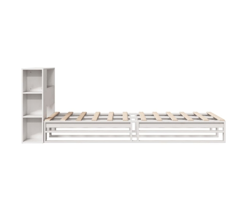 Cama con estantería sin colchón madera maciza blanca 90x190 cm