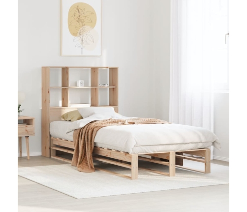 Cama con estantería sin colchón madera maciza 90x200 cm
