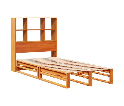 Cama con estantería sin colchón madera maciza marrón 90x200 cm