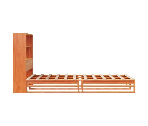 Cama con estantería sin colchón madera maciza marrón 90x200 cm