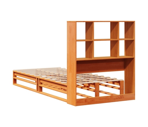 Cama con estantería sin colchón madera maciza marrón 90x200 cm