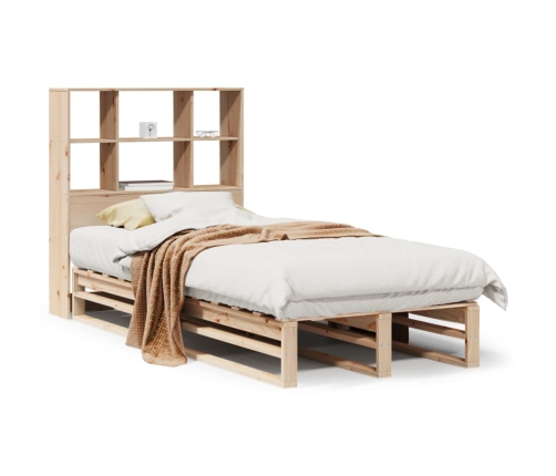 Cama con estantería sin colchón madera maciza 100x200 cm