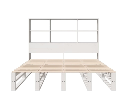 Cama con estantería sin colchón madera maciza blanca 120x200 cm