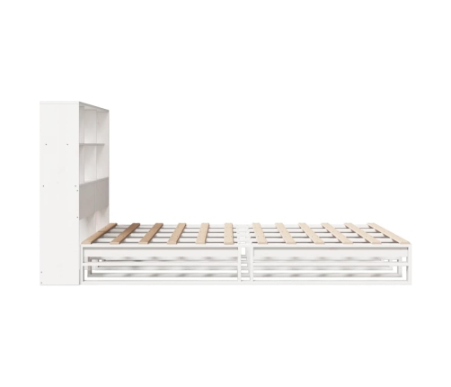 Cama con estantería sin colchón madera maciza blanca 120x200 cm