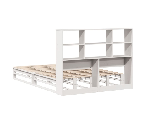 Cama con estantería sin colchón madera maciza blanca 120x200 cm