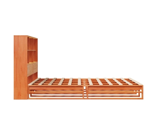 Cama con estantería sin colchón madera maciza marrón 150x200 cm