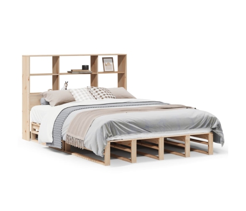 Cama con estantería sin colchón madera maciza 160x200 cm