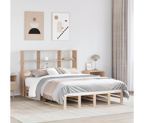 Cama con estantería sin colchón madera maciza 160x200 cm