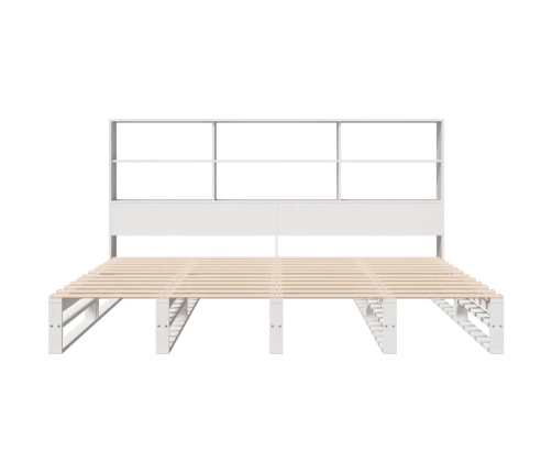 Cama con estantería sin colchón madera maciza blanca 180x200 cm