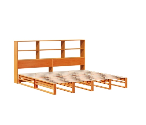 Cama con estantería sin colchón madera maciza marrón 200x200 cm