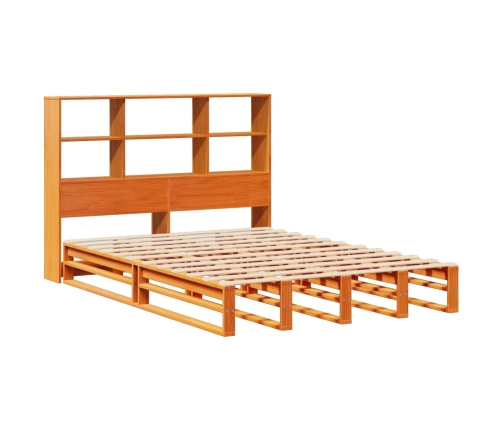 Cama con estantería sin colchón madera maciza marrón 120x190 cm