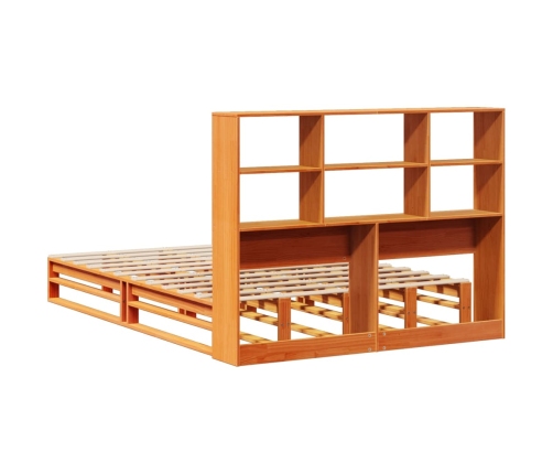 Cama con estantería sin colchón madera maciza marrón 120x190 cm