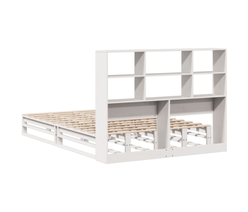 Cama con estantería sin colchón madera maciza blanca 135x190 cm