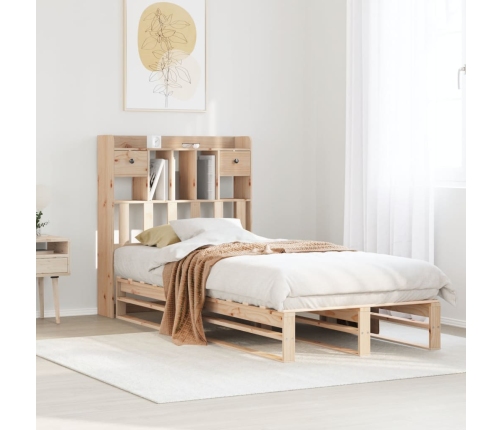 Cama con estantería sin colchón madera maciza de pino 90x200 cm