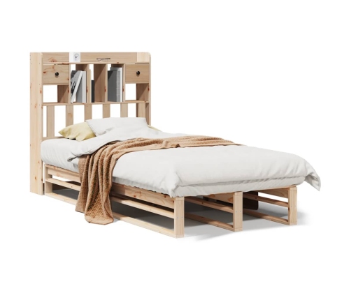 Cama con estantería sin colchón madera maciza de pino 100x200cm
