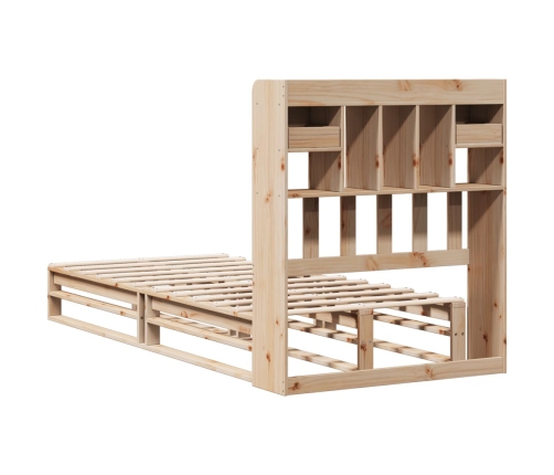 Cama con estantería sin colchón madera maciza de pino 100x200cm