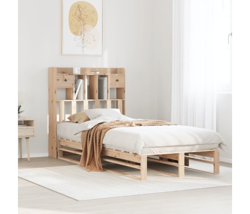 Cama con estantería sin colchón madera maciza de pino 100x200cm